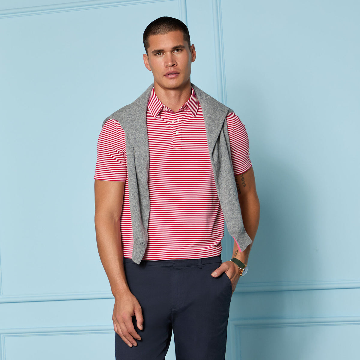 G/FORE ALL PLAY STRIPE STRETCH KNIT POLO