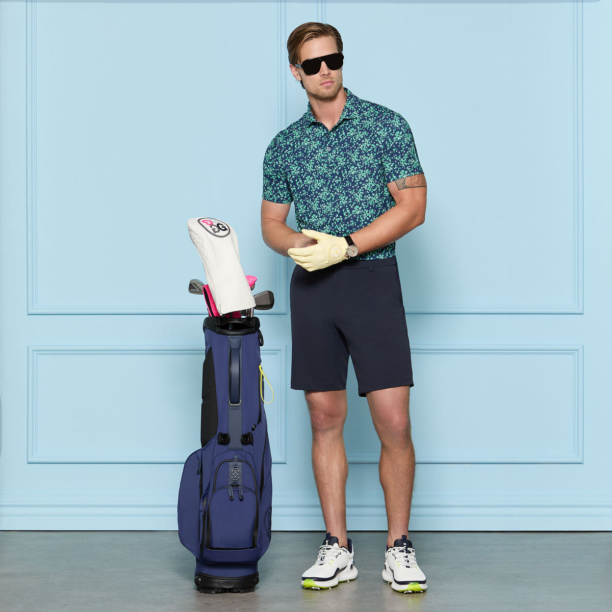 G/FORE SCATTERED DITZY TECH JERSEY POLO