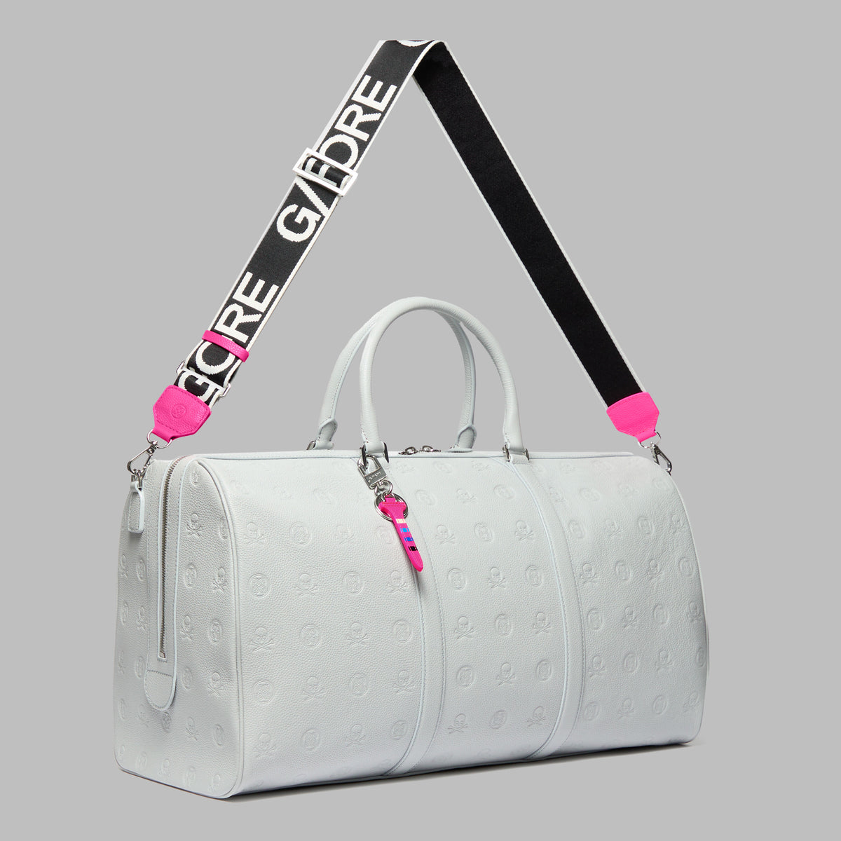 G/FORE EMBOSSED SKULL & TEES LEATHER WEEKENDER