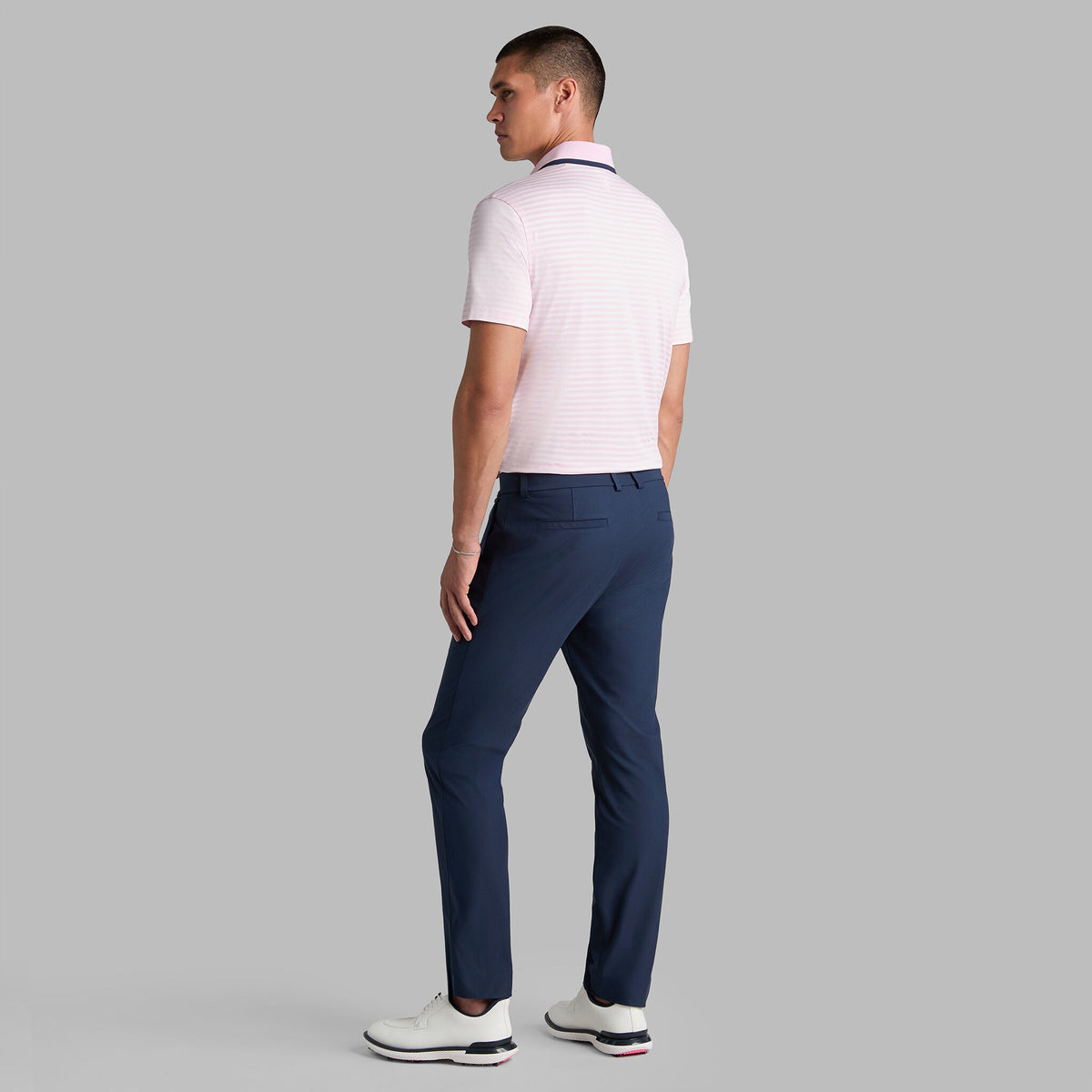 G/FORE PERFORATED STRIPE JERSEY POLO