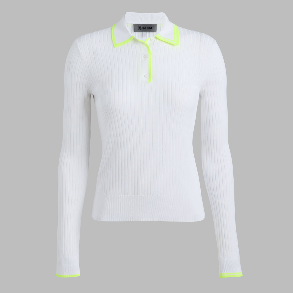 G/FORE RIBBED KNIT LONG SLEEVE POLO SWEATER
