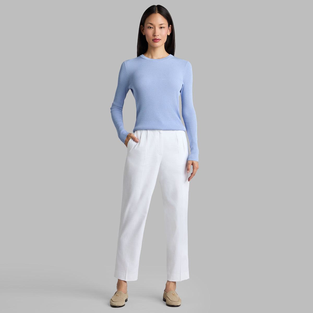 G/FORE LTD RELEASE LINEN CROPPED PLEATED TROUSER